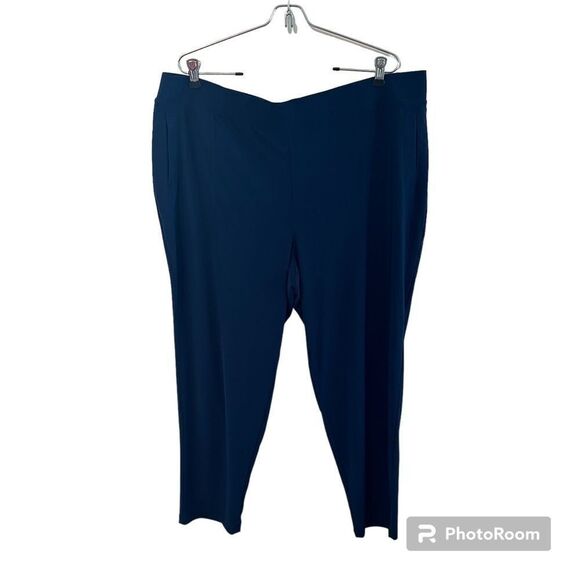 Attitudes By Renee Semi-Fitted Ankle Length Pull On Pants Navy Womens Petite 1XP - Picture 1 of 8